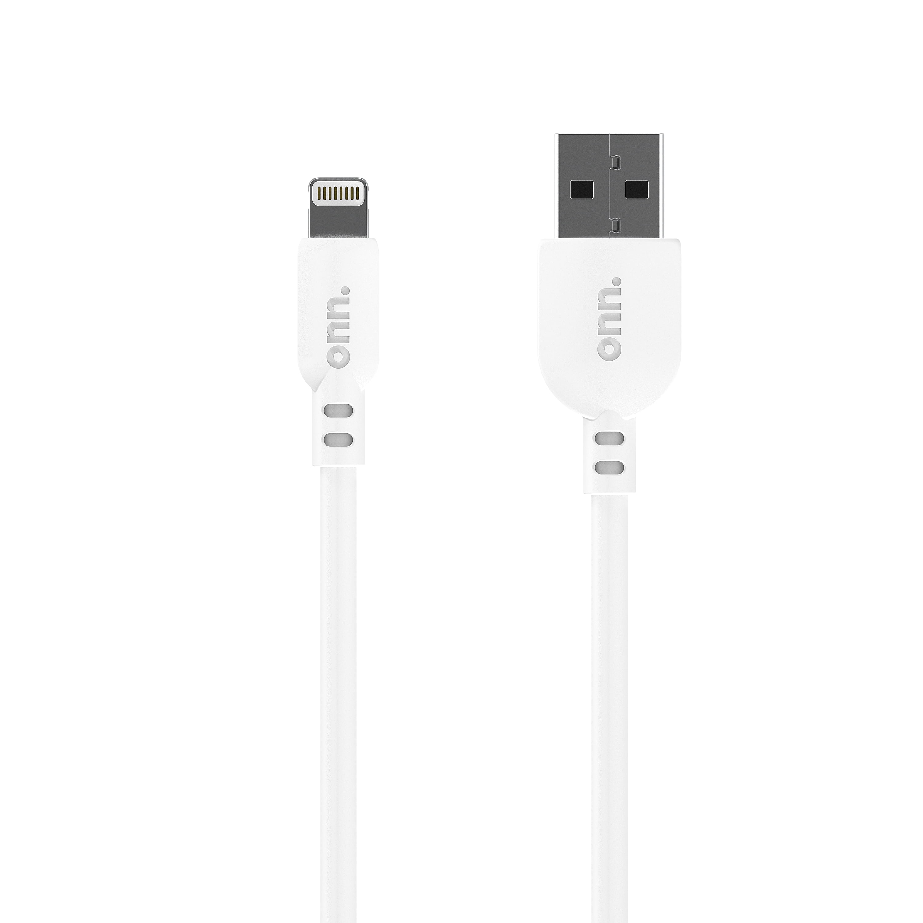 onn. 10' Lightning to USB Cable, White