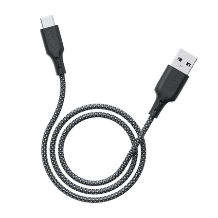 onn 10ft USB-A to USB-C Soft-touch Braided Charging Cable, USB IF Certified, Black