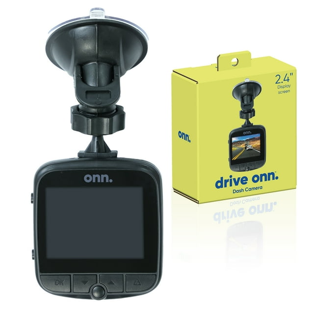 onn. 1080p HD Black Car Dash Cam, 2.4" LCD Screen, 110 Degree Vision