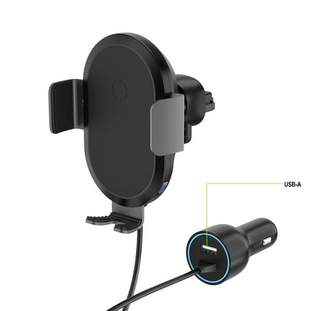onn 10W Wireless Charging Car Vent Mount, Qi Certified, Black - Compatible with iPhone 17/16/15/14/13/12 Series, Samsung Galaxy and other Qi enabled devices