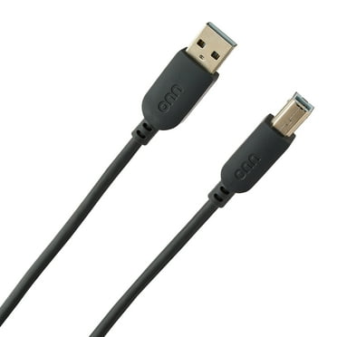 onn 10ft USB Printer Cable, USB to USB-B, Gray, 1 Piece per Pack