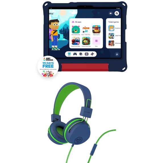 onn 11" Kids Tablet (2026 Model) with Case, Stylus and JLab JBuddies Studio On-Ear Kids Wired Headphones
