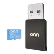 onn 128GB C10 U1 V10 A2 microSDXC Flash Memory Card + Reader, for Phones, Cameras, Tablets & Drones