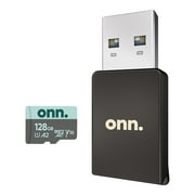 onn 128 GB Class 10 U1 MicroSDXC Flash Memory Card + Reader Bundle