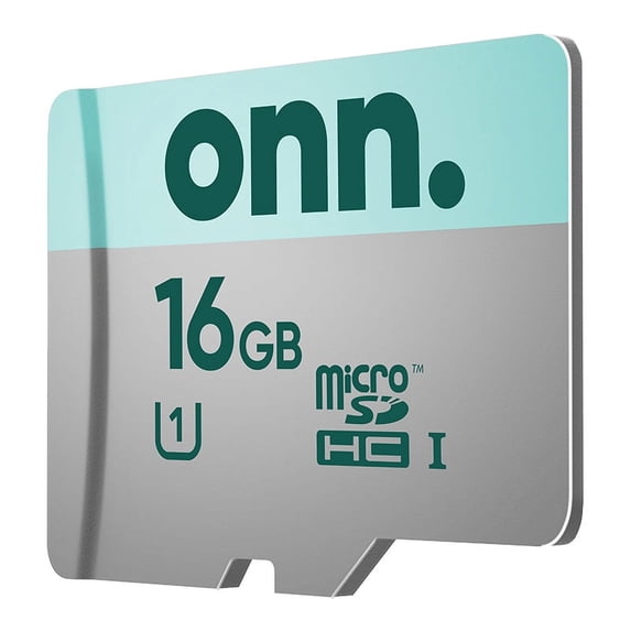 onn. 16GB Class 10 U1 MicroSDHC Flash Memory Card, 1 Total Count