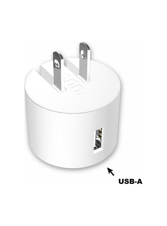 onn. 2.4A USB Wall Charger with Foldable Plug-White, for iPhone, iPad and Android Smartphones