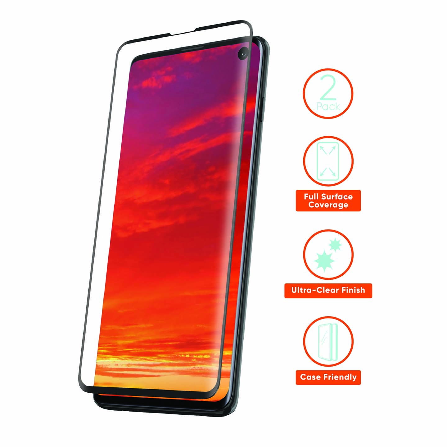 onn. 2 Pack Plastic Screen Protector for Samsung Galaxy S10
