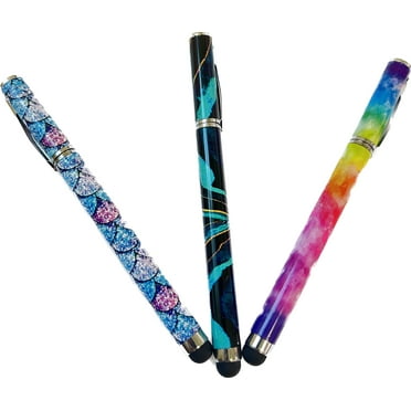 onn. 2-in-1 Stylus Pen with Built-In Ballpoint Pen, Multi-color, 3 Count