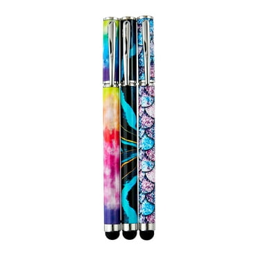 onn. 2-in-1 Stylus Pen with Built-In Ballpoint Pen, Multi-color, 3 Count