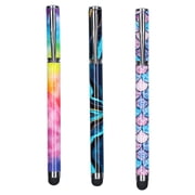 onn 2-in-1 Stylus Pen Set with Built-In Ballpoint Pen, Multicolor, 3 Count