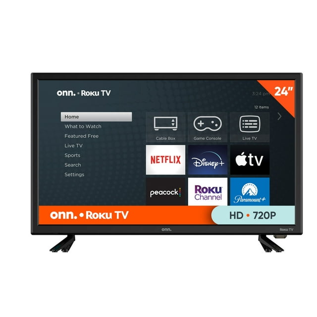 onn. 24” Class HD (720P) LED Roku Smart Television 24” (23.6” actual diagonal) 720p HD LED TV