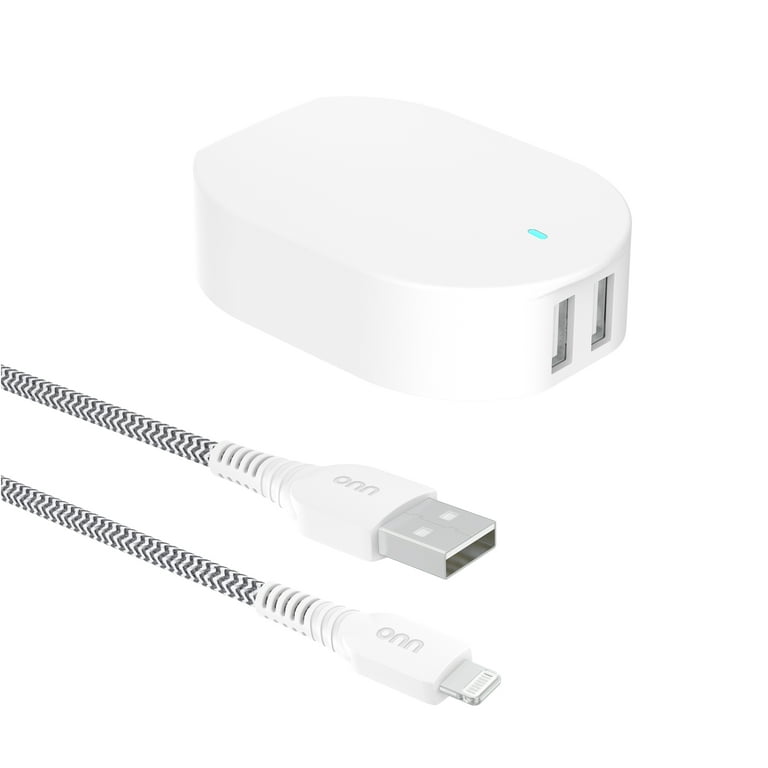 Apple - nbox onn 24W Dual USB-A Port Wall Charger With 3ft A-Lighting