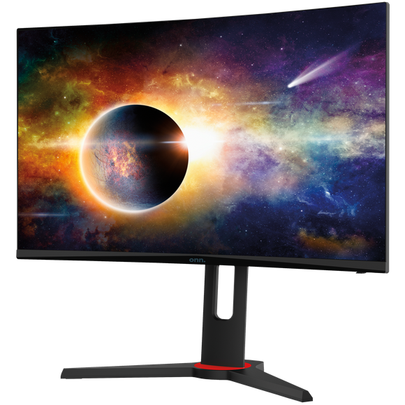 onn 27" Curved QHD (2560 x 1440p) 165Hz 1ms Adaptive Sync Gaming Monitor with Cables, Black, New