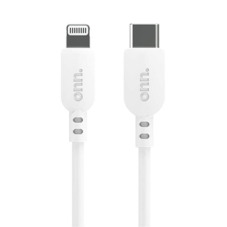 Onn+ Lightning to USB-C Cable, 3ft, Soft Touch Material