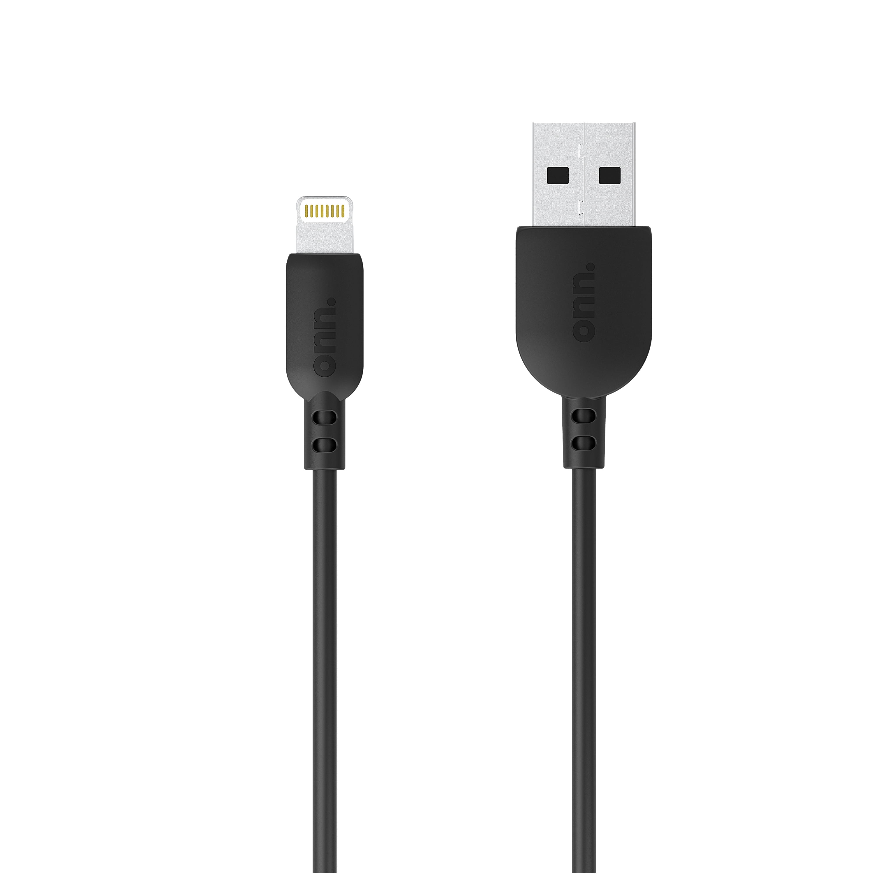onn. 3' Lightning to USB Computer Cable, Black