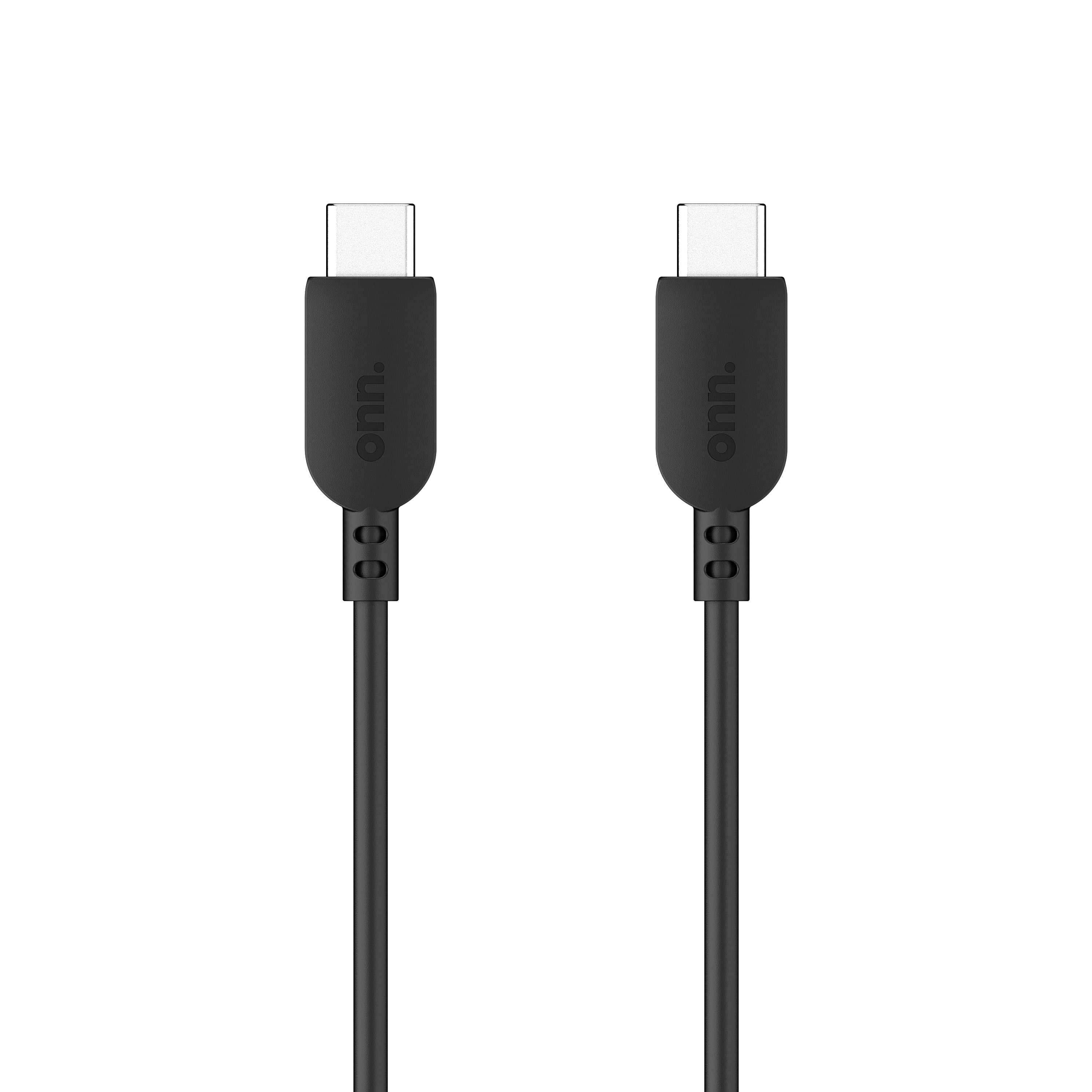 onn. 3' USB-C  to C Charging and Data Cable for iPhone 15, Samsung Galaxy, Black, Single Pack