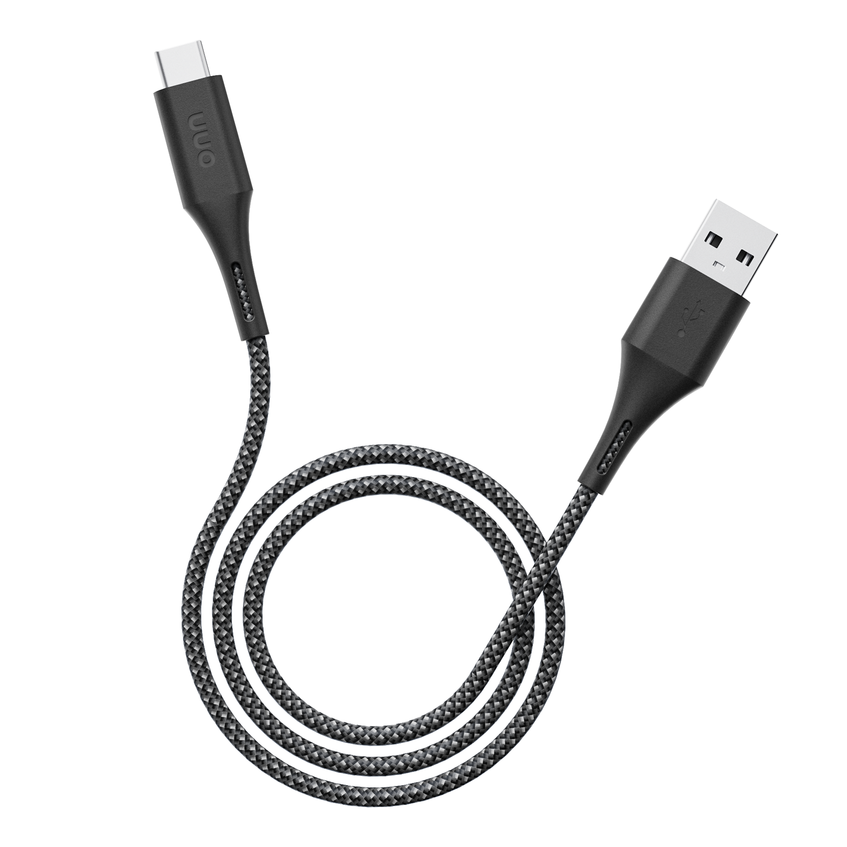 Cable de carga trenzado de tacto suave onn de 3 pies USB-A a USB-C, certificado USB IF, negro
