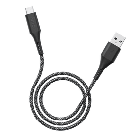 كابل شحن مضفر ناعم الملمس بطول 3 أقدام من USB-A إلى USB-C، معتمد من USB IF، أسود