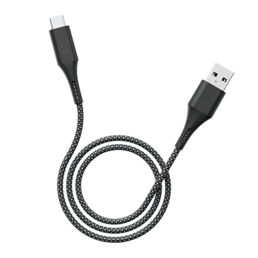 onn 3ft USB-A to USB-C braided charging cable, USB IF certified, Black
