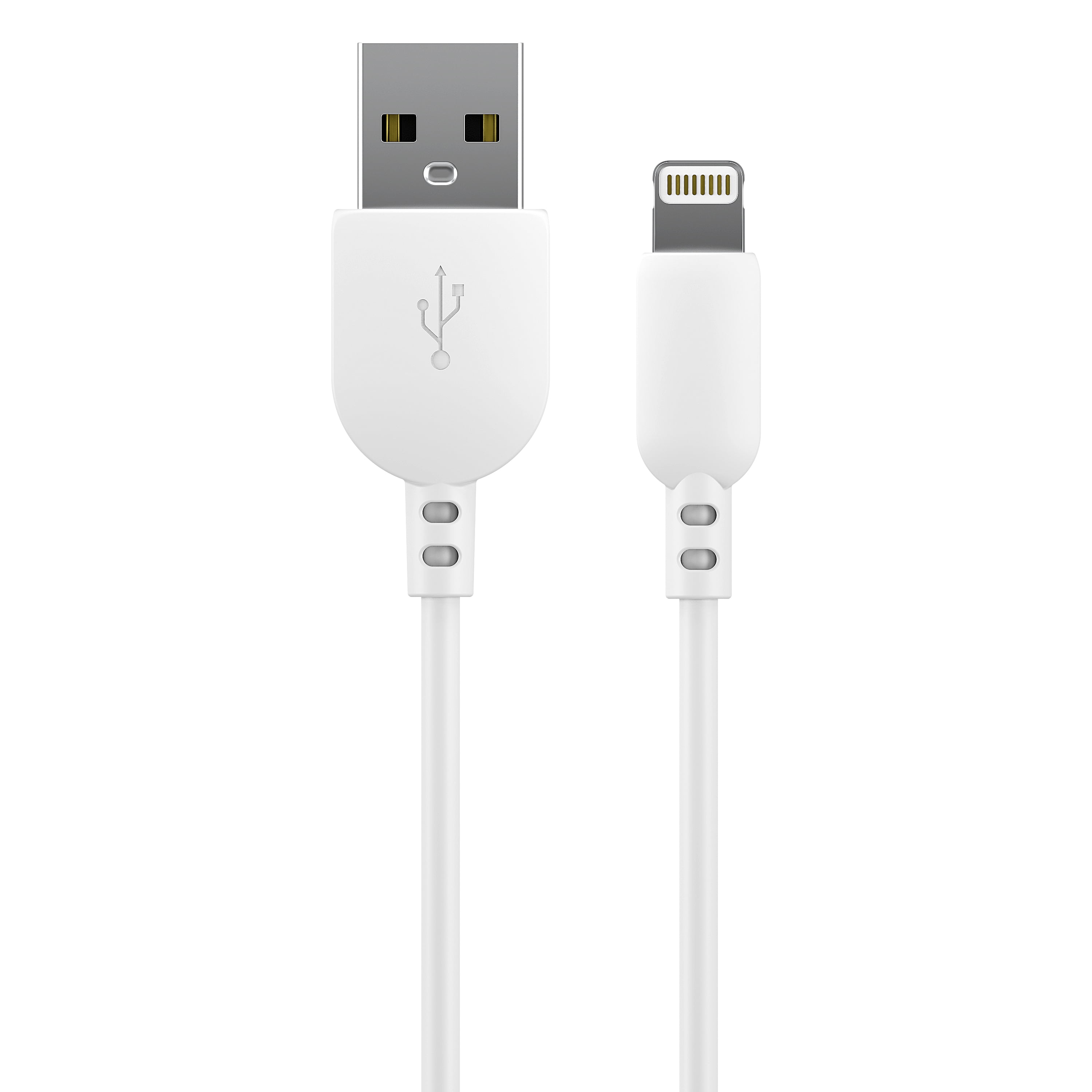 onn. 3 ft Lightning to USB Cables, White, 2 Pack