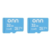 onn 32GB C10 U1 V10 A1 microSDHC Flash Memory Card 2-Pack with Adapter, for Phones, Tablets & Drones