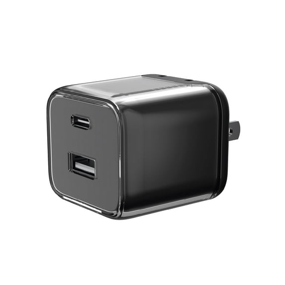 onn 32W Dual-Port USB-C & USB-A Wall Charger, Fast Charging, USB-IF Certified, Foldable Plug, Black – Compatible with iPhone, iPad, AirPods, Samsung Galaxy, Note, Pixel & More