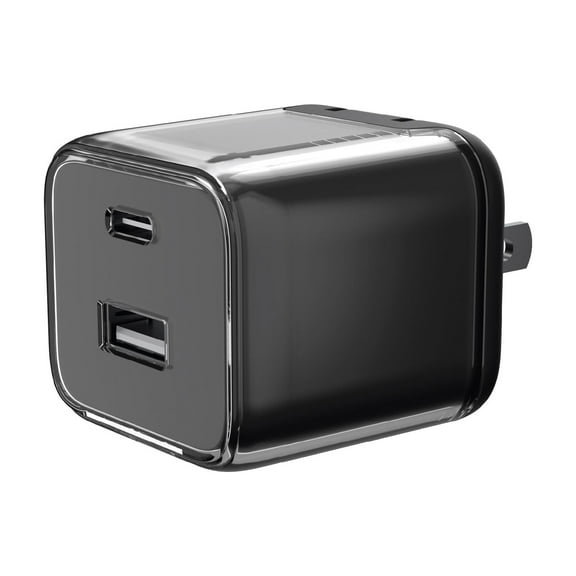 onn 32W Dual-Port USB-C & USB-A Wall Charger, Fast Charging, USB-IF Certified, Foldable Plug, Black – Compatible with iPhone, iPad, AirPods, Samsung Galaxy, Note, Pixel & More