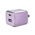 thumbnail interactive-video image 1 of onn 32W Dual-Port USB-C & USB-A Wall Charger, Fast Charging, USB-IF Certified, Foldable Plug, Purple – Compatible with iPhone, iPad, AirPods, Samsung Galaxy, Note, Pixel & More, 1 of 8