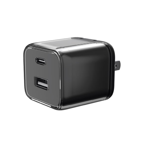 onn 32W Dual-Port USB-C & USB-A Wall Charger, Fast Charging, USB-IF Certified, Foldable Plug, Compatible with iPhone, iPad, AirPods, Samsung Galaxy, Note, Pixel Devices, & More - Black