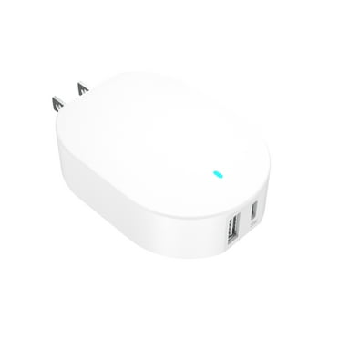 onn 32W Dual USB-C and USB-A Port Wall Charger, Fast Charging, USB-IF Certified, Foldable Plug, White - Compatible with iPhone, Samsung Galaxy, Note, Pixel Devices iPad Pro, & More
