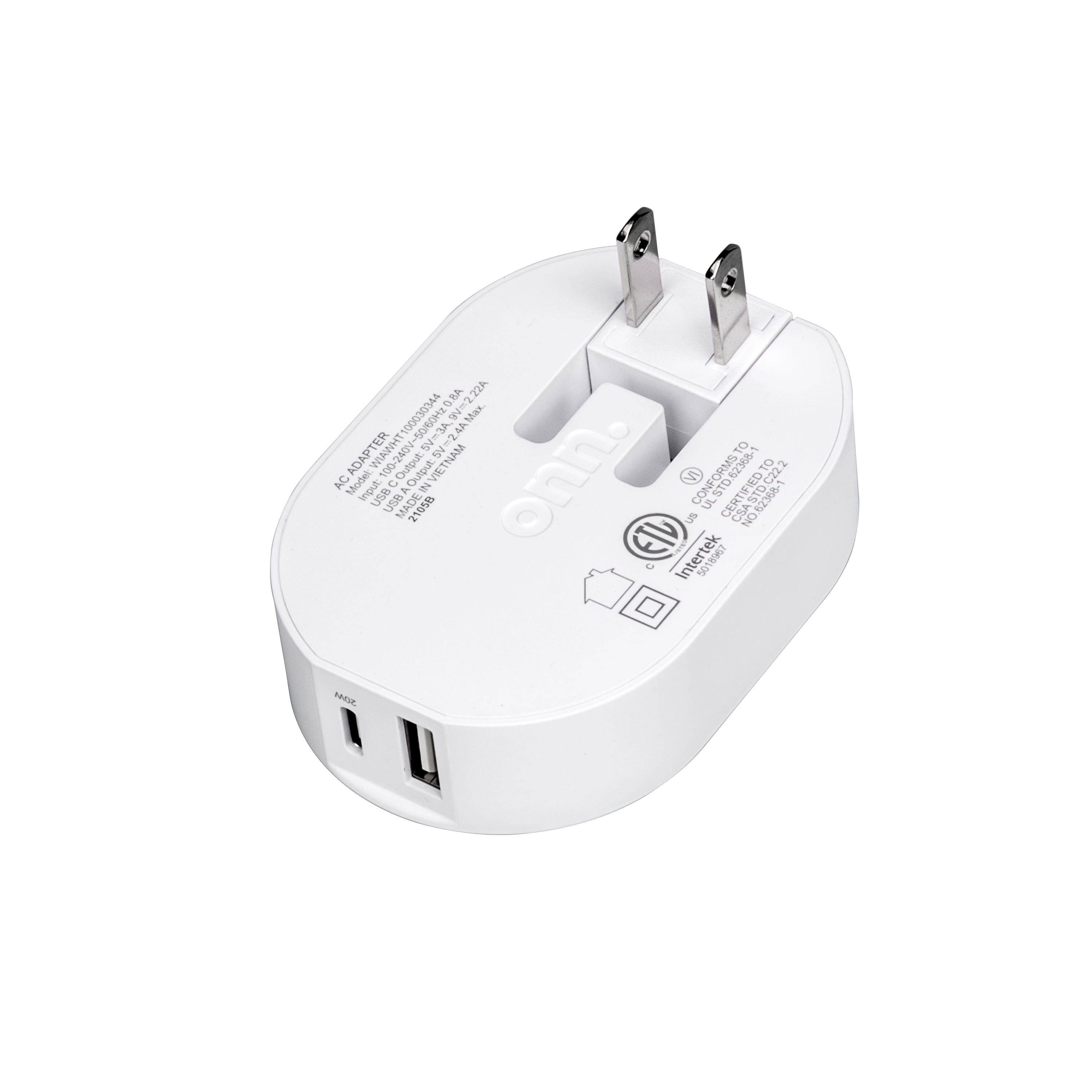 onn. 32W Dual-Port Wall Charger, 20W USB-C Port Fast Charger with Power Delivery; 12W USB Port Standard Charges. USB-C Power Delivery Compatible iPhone 12, 12 Pro, 12 Pro Max, iPad and