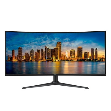 onn 34" Curved Ultrawide WQHD (3440 x 1440p) 100Hz Bezel-Less Office Monitor with Cable, Black