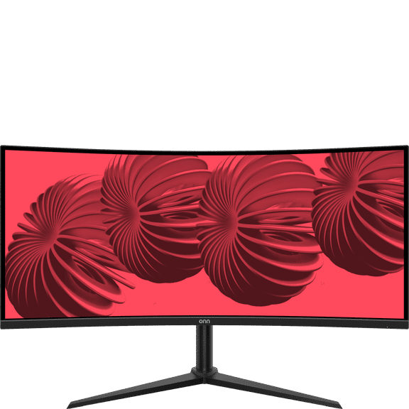 onn. 34" WQHD (3440 x 1440p) 200Hz Bezel-Less Gaming Monitor, Curved 1500R, 1ms, with 1.85m HDMI & DP Cable, SPK, Black