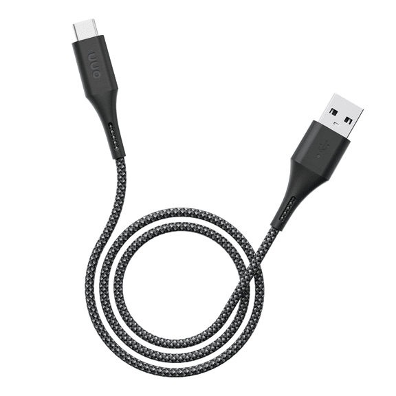 onn 3ft USB-A to USB-C Soft-touch Braided Charging Cable, USB IF Certified, Black