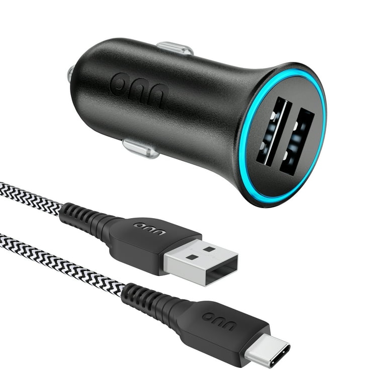 Car Charger Galaxy S10 Plus Charger Walmart Onn+ 24W Dual USB-A
