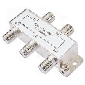 onn. 4 Way Digital Coax Cable Splitter with Gold Plated Connectors, Silver