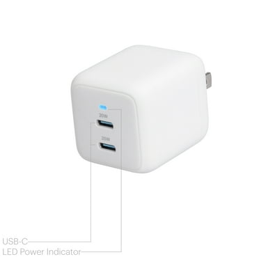 onn. 40W USB-C Dual Port Wall Charger with Power Delivery