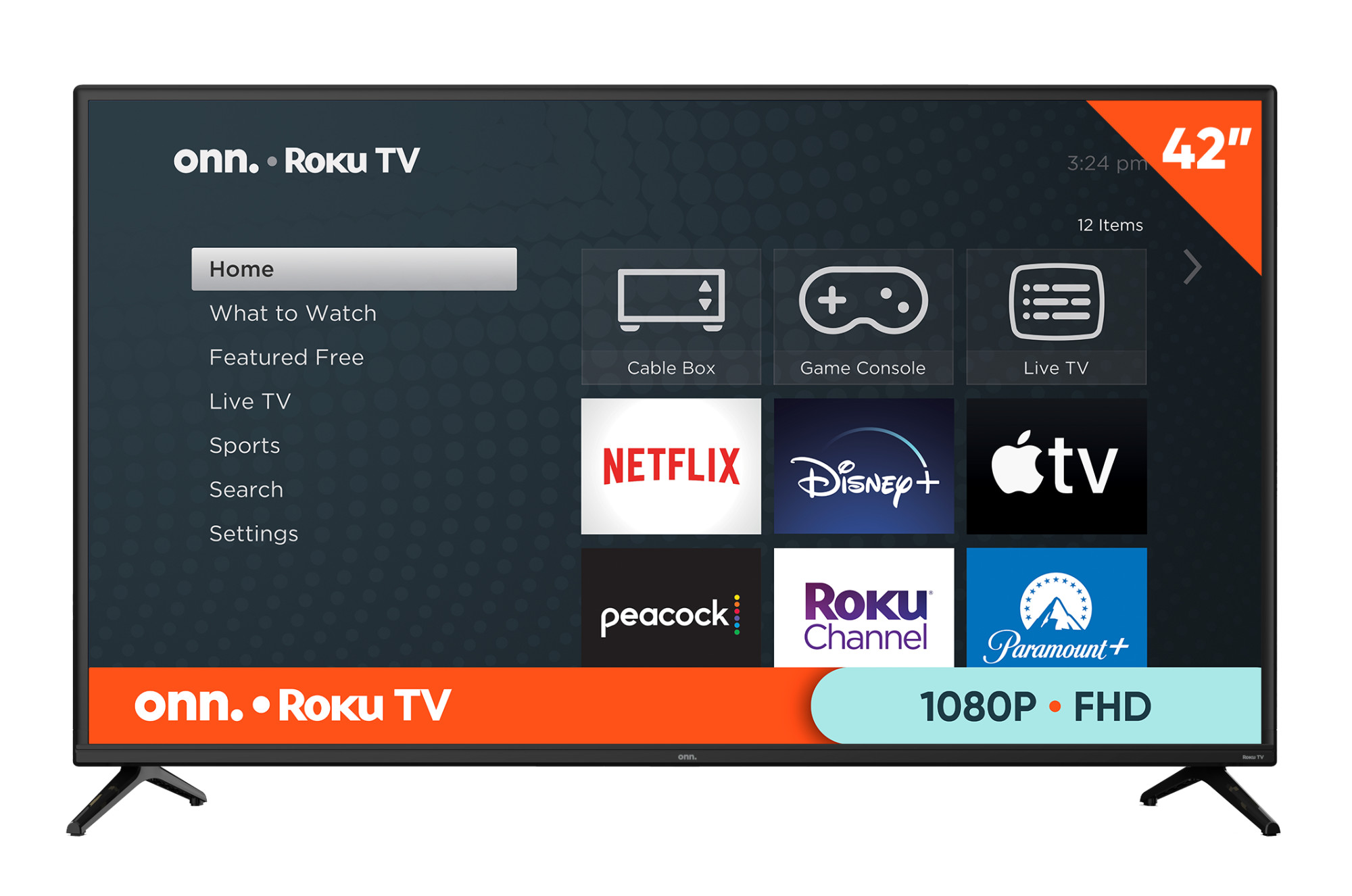 onn. 42” Class FHD (1080P) LED Roku Smart TV (100068372) - image 1 of 16