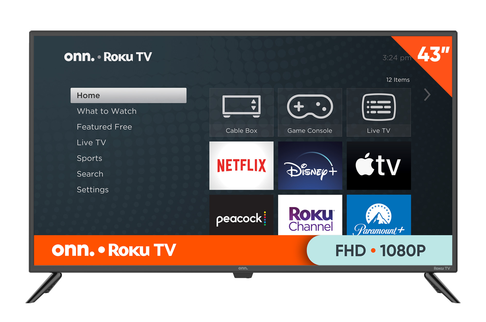 onn. 43” Class FHD (1080P) LED Roku Smart TV (100133209) - image 1 of 16