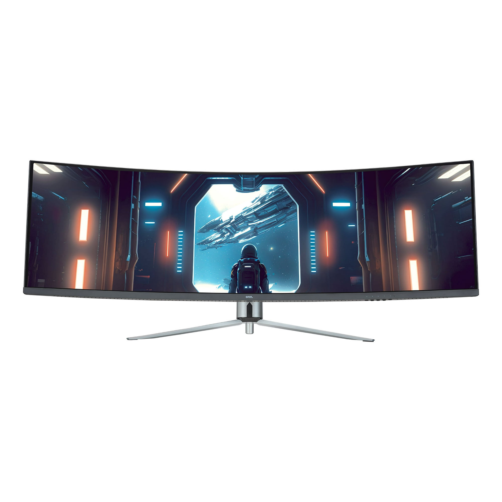 onn. (100133225) 49″ (3840 x 1080) 144Hz 1ms Curved Dual FHD Gaming Monitor with 6ft DisplayPort/HDMI Cables