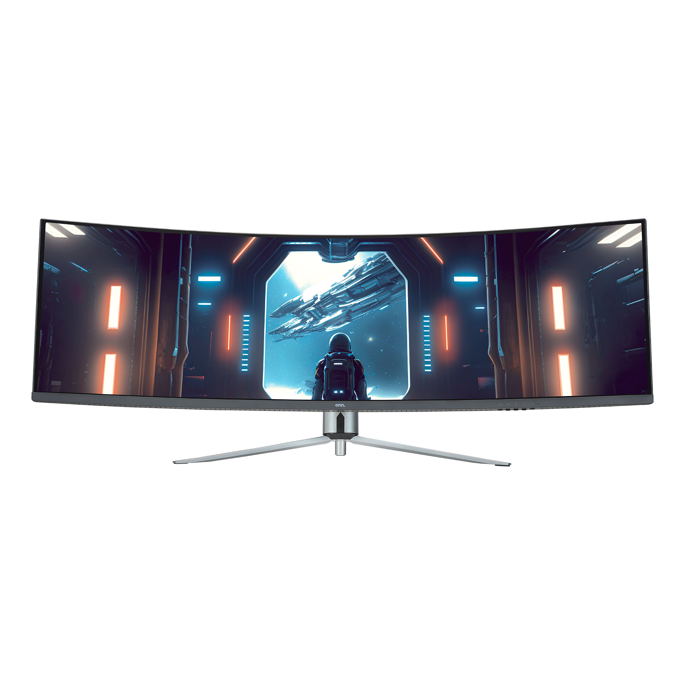 onn. 49" Curved Dual FHD (3840 x 1080p) 144Hz 1ms Gaming Monitor with Cables, Black, New - image 1 of 8