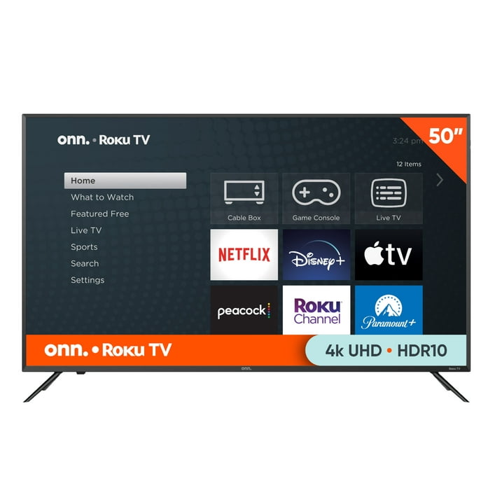 onn. 50” Class 4K UHD (2160P) LED Roku Smart Television HDR 4K (2160p) Resolution