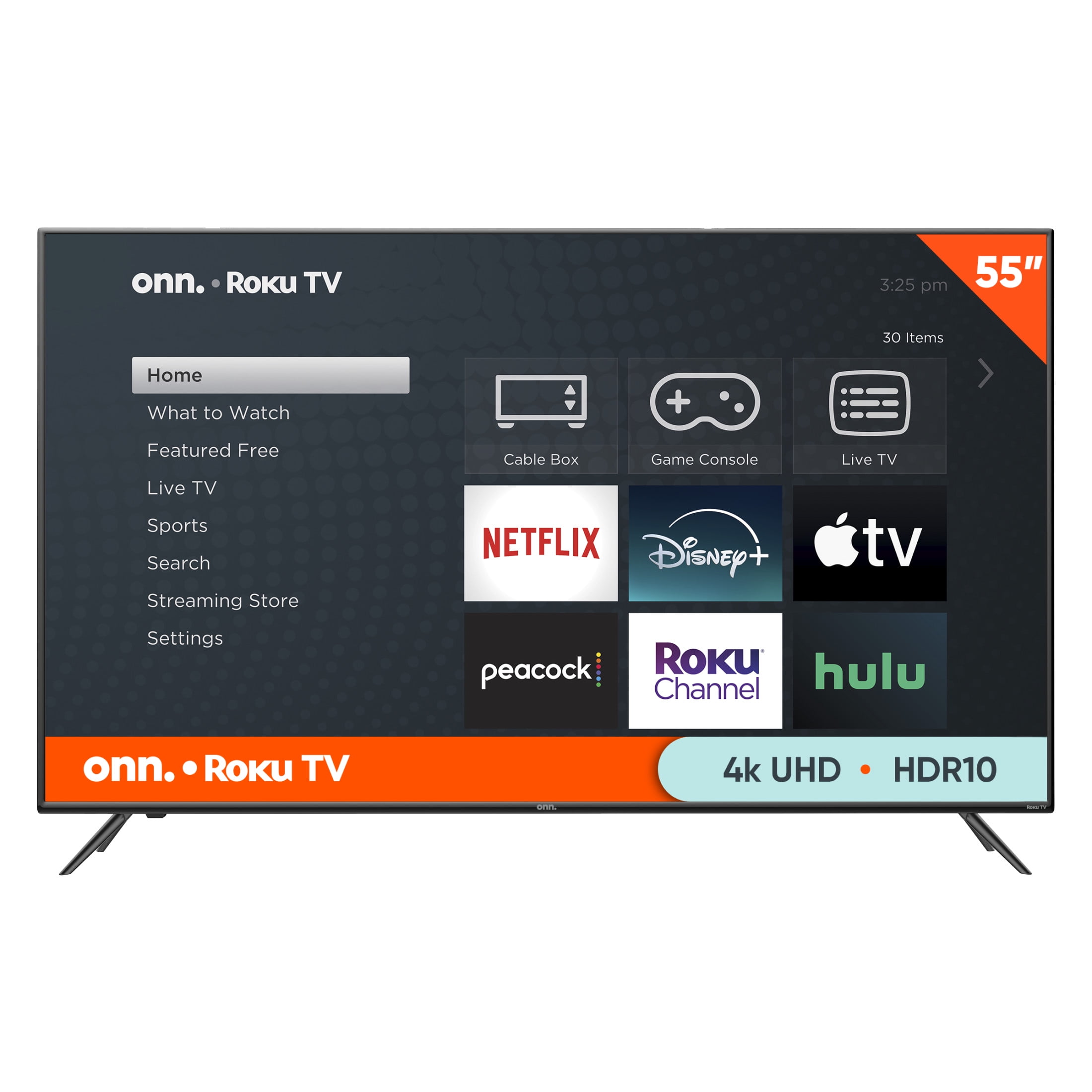 onn. 55 Class 4K UHD (2160P) LED Roku Smart Television HDR (100012586)