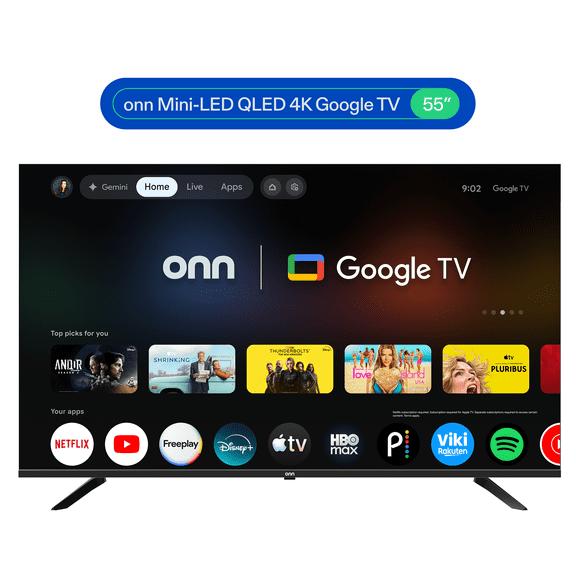 onn 55 in Mini-LED QLED 4K UHD Smart Google TV, 55SMQP4GSB1