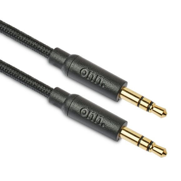 onn. 6' Braided 3.5 mm Aux Cable, Black