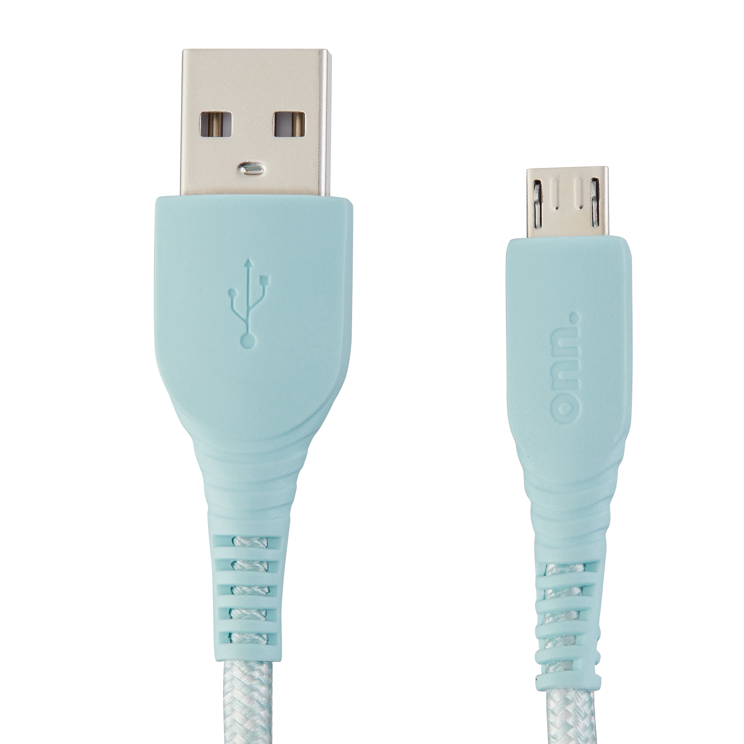 onn. 6' Braided Micro-USB to USB Cable, Aqua