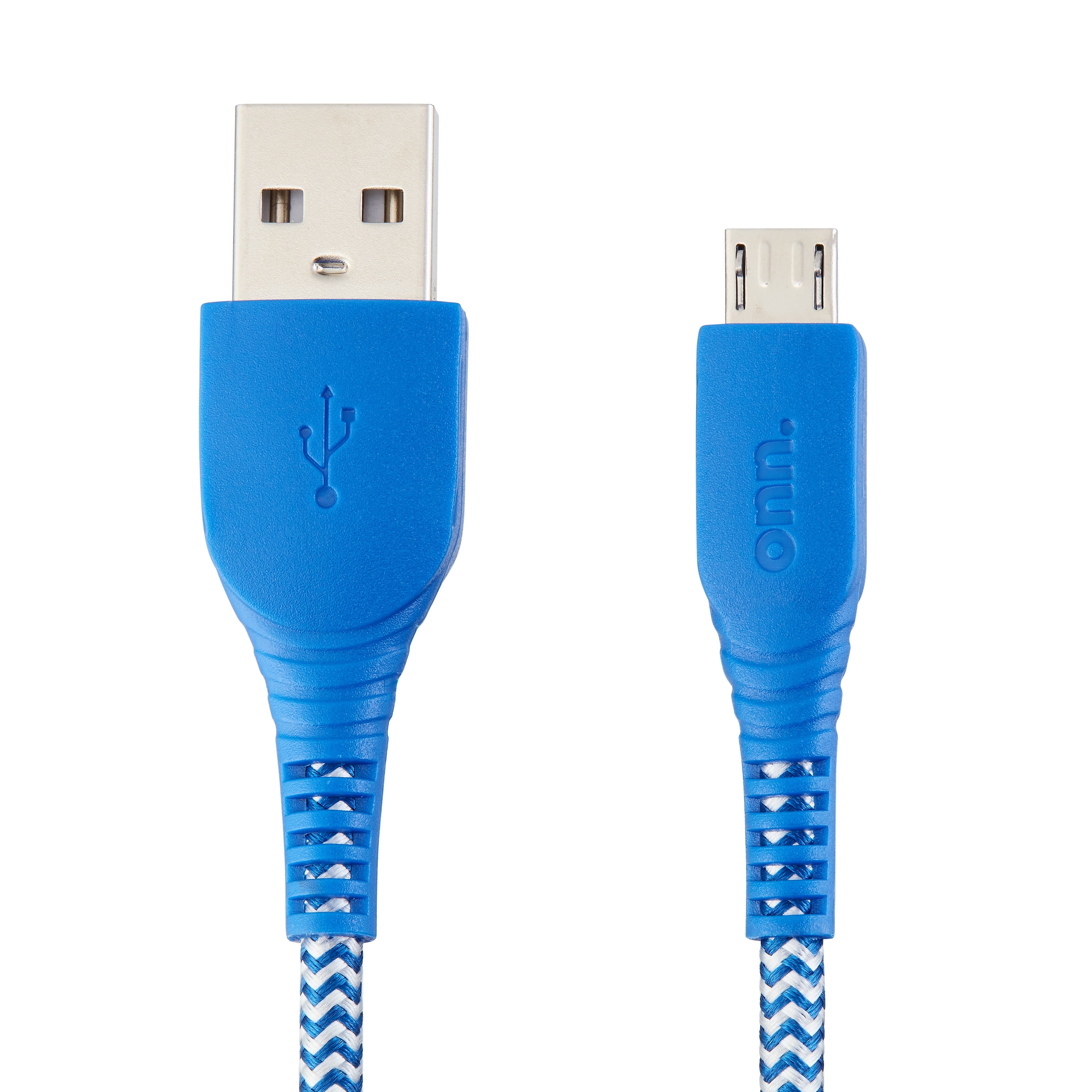 onn. 6' Braided Micro-USB to USB Cable, Blue