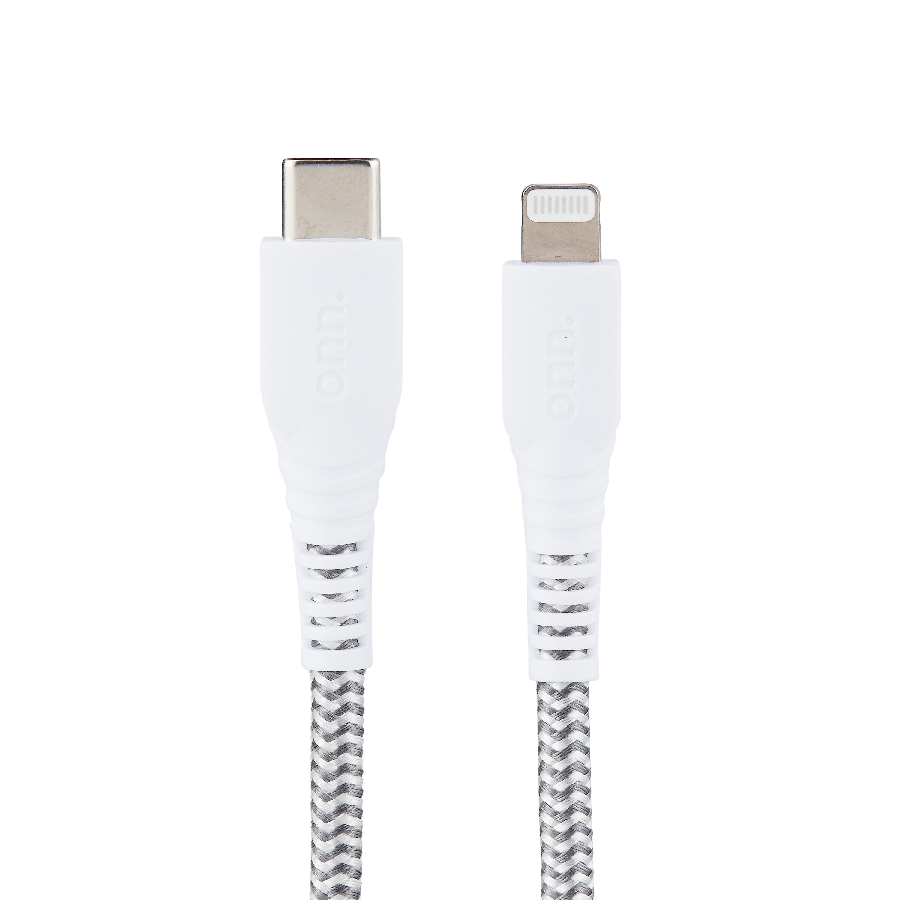 Onn WIAWHT100010801 6' Braided Charging Cable, White for Apple iPhone