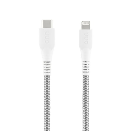 onn 6ft Lightning to USB-C Braided Charging Cable, Fast Charging, MFI Certified, White - Compatible with iPhone 14/13/12/11/X/XR/XS/8/7/6/5, iPad, Airpods and more