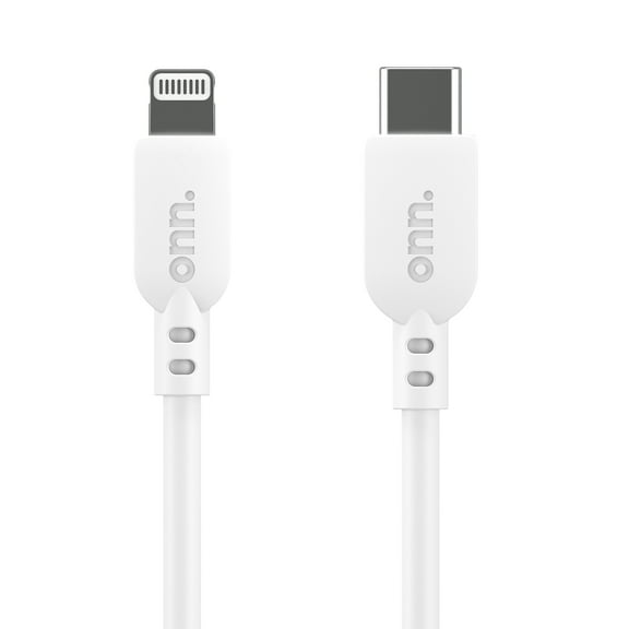 onn 6ft Lightning to USB-C Charging Cable, Fast Charging, Soft Touch Material, MFI Certified, White - Compatible with iPhone 14/13/12/11/X/XR/XS/8/7/6/5, iPad, Airpods and more